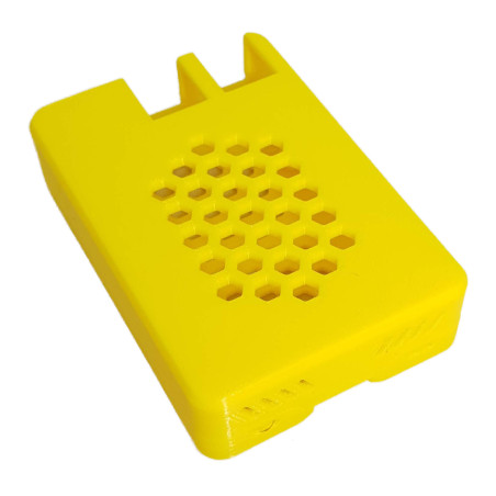 Raspberry Pi 4 Model B Komplettgehäuse mit Bienenwabe als Logo Gelb