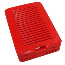 Raspberry Pi 4 Model B Komplettgehäuse mit Himbeere und Radiator als Logo Rot