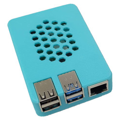 Raspberry Pi 4 Model B full case with honeycomb as a logo light blue