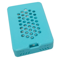 Raspberry Pi 4 Model B full case with honeycomb as a logo light blue